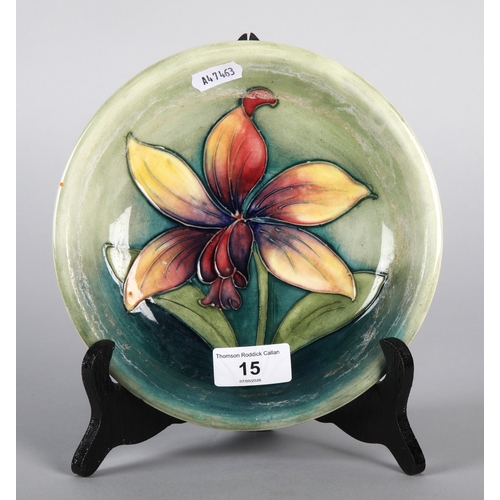 15 - Moorcroft Pottery Orchid patterned bowl, diameter 19cm.