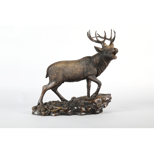 38 - Bronze stag signed Fratin, 36 x 37cm h
