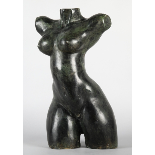47 - Contemporary spelter female torso sculpture, 40cm h.