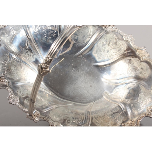 5 - Victorian silver swing handled basket with engraved floral designs by Henry Wilkinson & Co, Shef... 