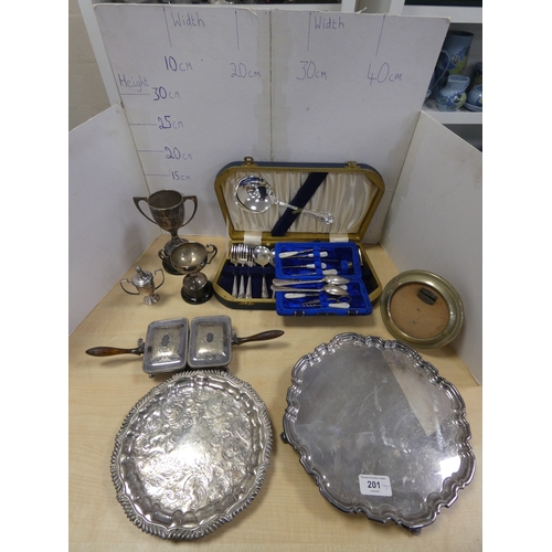 Group of EP and plated ware to include a fruit set, prize trophies ...