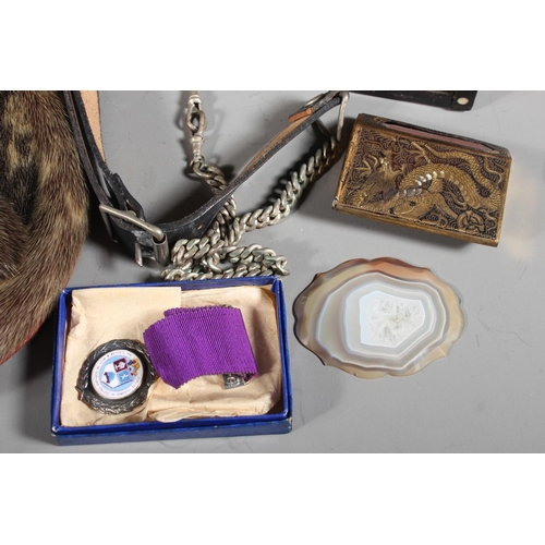 Porcupine quill box, a pair of watchmakers glasses by Theodore Hamblin ...