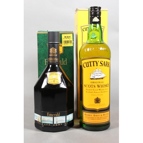 384 - CUTTY SARK 12 year old blended Scotch whisky 43% abv. 1 litre, the box with Malaysia Airports price ... 