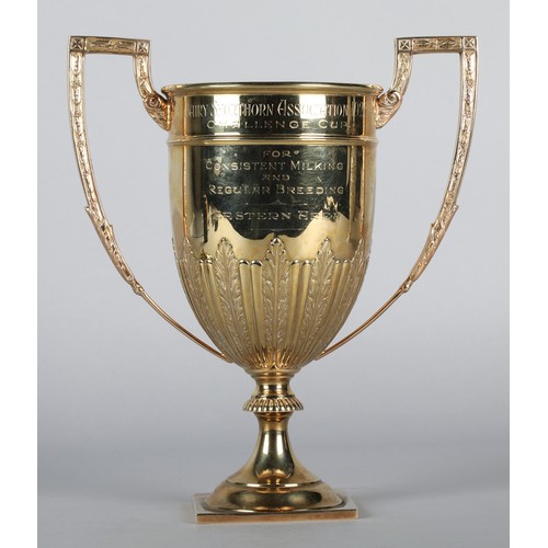 100 - 9ct gold two handled cup and cover of late 18th century style, The Dairy Shorthorn Association 1926 ... 