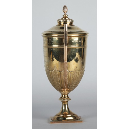 100 - 9ct gold two handled cup and cover of late 18th century style, The Dairy Shorthorn Association 1926 ... 
