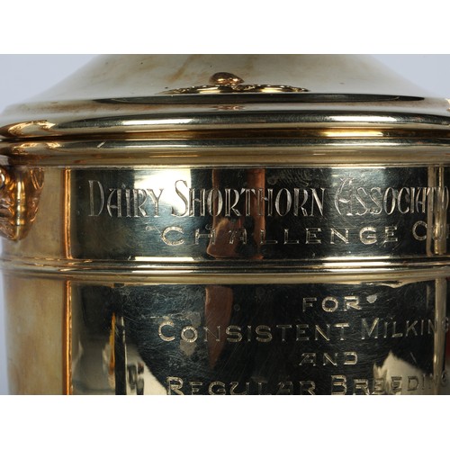 100 - 9ct gold two handled cup and cover of late 18th century style, The Dairy Shorthorn Association 1926 ... 