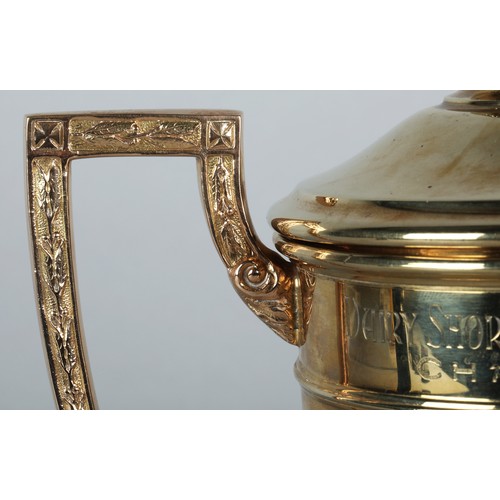 100 - 9ct gold two handled cup and cover of late 18th century style, The Dairy Shorthorn Association 1926 ... 