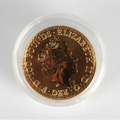 15 - Elizabeth II gold proof 100 pound Britannia coin 2021, 1oz fine gold 999.9*Please note that this lot... 