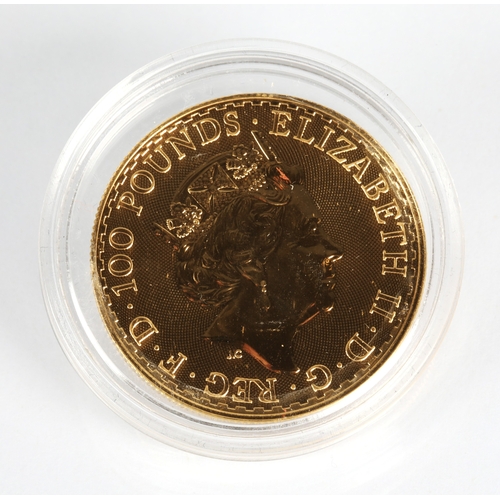 16 - Elizabeth II gold proof 100 pound Britannia coin 2021, 1oz fine gold 999.9*Please note that this lot... 