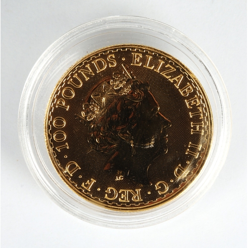 7 - Elizabeth II gold proof 100 pound Britannia coin 2021, 1oz fine gold 999.9*Please note that this lot... 