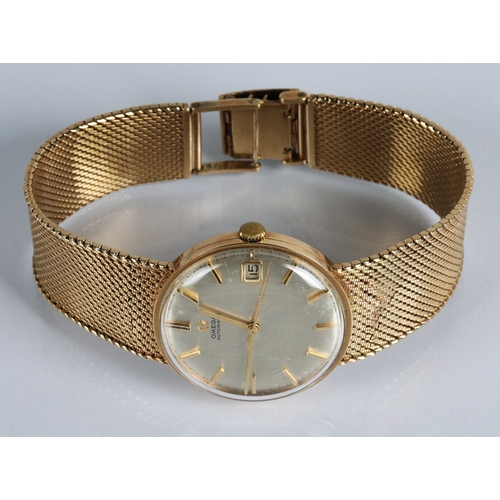 134 - Gents 9ct gold Omega automatic wristwatch with date aperture. Gross weight 63g with box, outer box a... 
