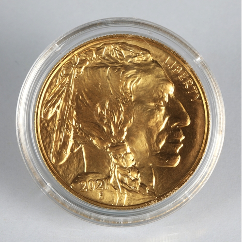 28 - 2021 Gold American Buffalo 50 Dollar coin, 1oz fine gold 9999.*Please note that this lot will only b... 