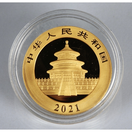 32 - 2021 Chinese Gold Panda coin, 500 Yuan, 30g fine gold 999.*Please note that this lot will only be av... 