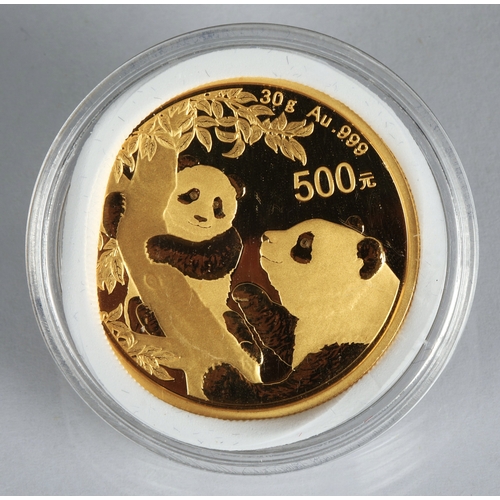 35 - 2021 Chinese Gold Panda coin, 500 Yuan, 30g fine gold 999.*Please note that this lot will only be av... 