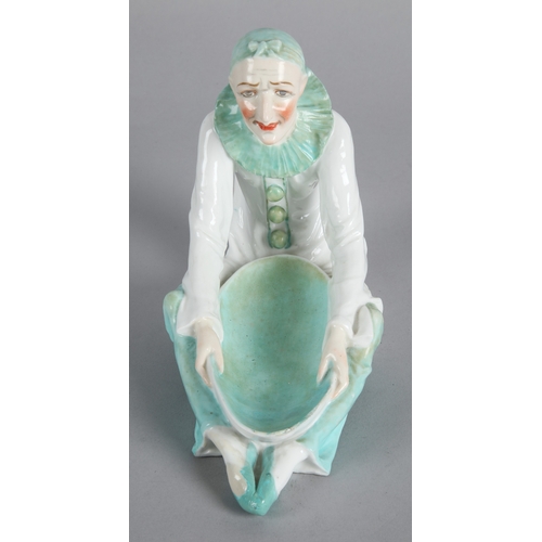 Meissen blue Pierrot clown figure, 16cm high