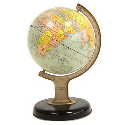 Chad Valley tin plate globe 20cm high.
