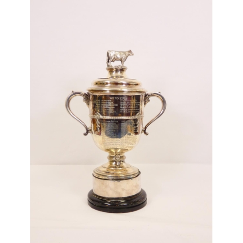 104 - Silver cup and cover, The Melvin Trophy presented by Sir Martin Melvin Bart., of early Georgian styl... 