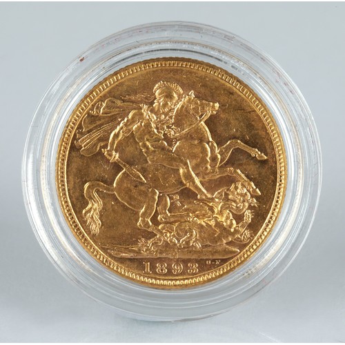57 - Victorian gold sovereign 1893.*Please note that this lot will only be available to view online and t... 