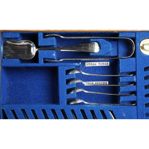 171 - Victorian Scottish silver canteen of cutlery Edinburgh 1885 by Mappin & Webb, to include twelve ... 