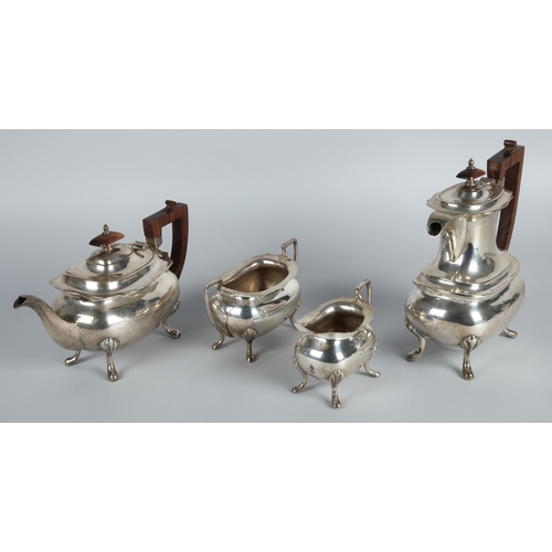 168 - Four piece silver tea service Sheffield 1923 maker Walker & Hall comprising of hot water pot, te... 