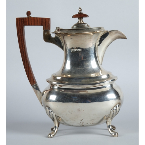168 - Four piece silver tea service Sheffield 1923 maker Walker & Hall comprising of hot water pot, te... 