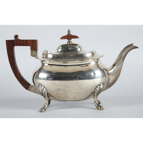 168 - Four piece silver tea service Sheffield 1923 maker Walker & Hall comprising of hot water pot, te... 