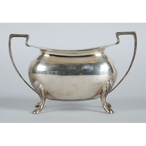 168 - Four piece silver tea service Sheffield 1923 maker Walker & Hall comprising of hot water pot, te... 