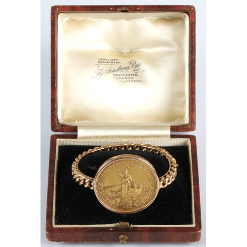 95 - 15ct gold bracelet with mounted rare Glasgow and West of Scotland Technical College gold medal inscr... 