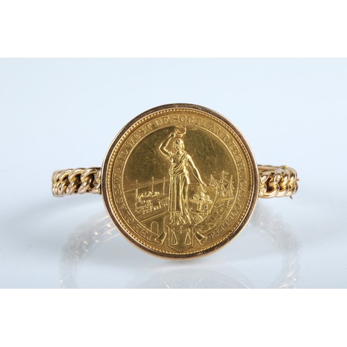 95 - 15ct gold bracelet with mounted rare Glasgow and West of Scotland Technical College gold medal inscr... 