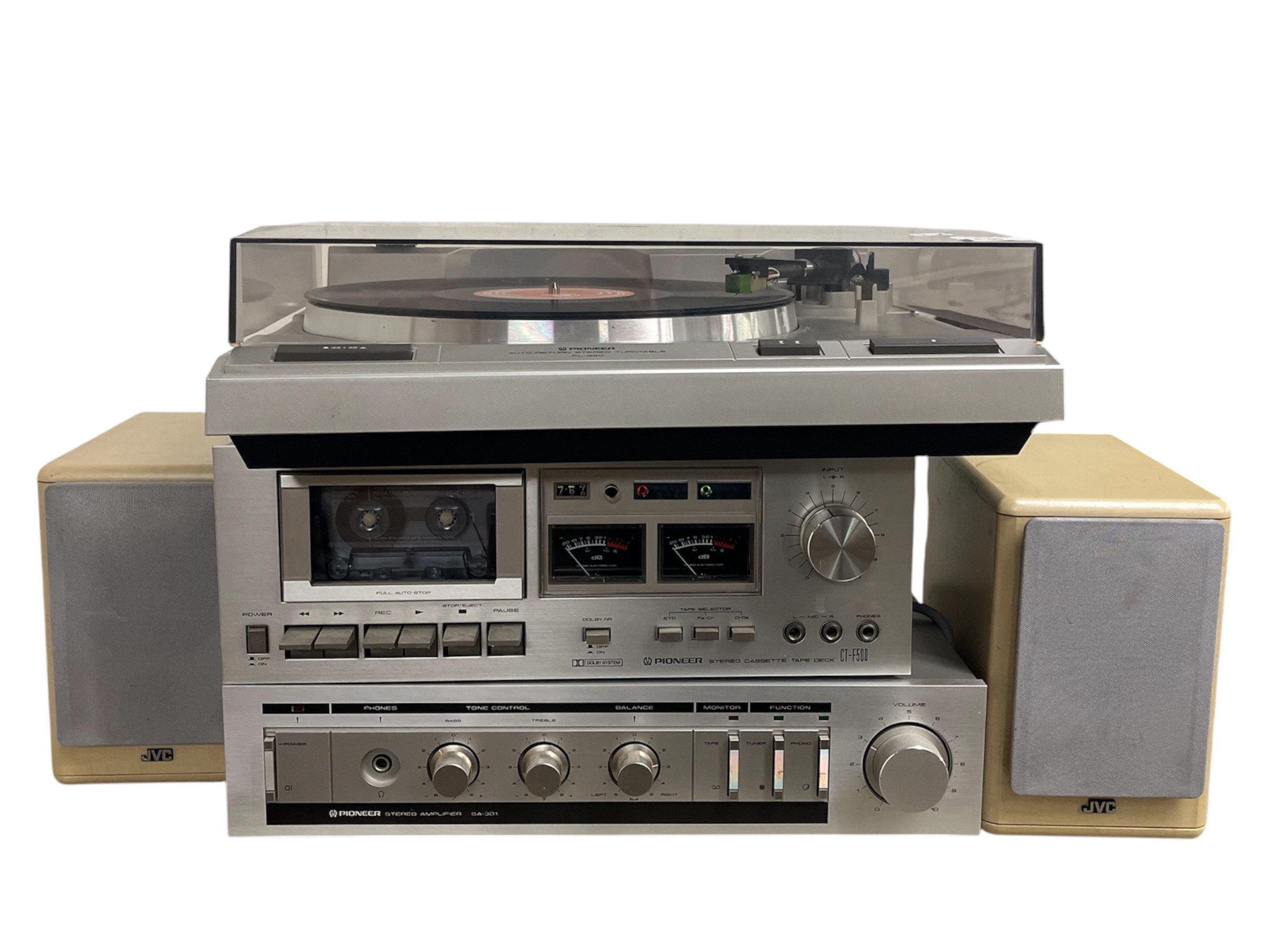 Pioneer sound system comprising of a stereo turntable, stereo cassette ...