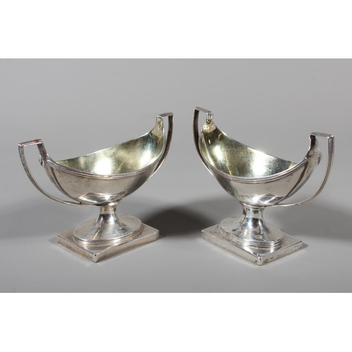 80 - Pair of Georgian silver table salts of boat form by John Emes, London 1800, 240g gross. (2)