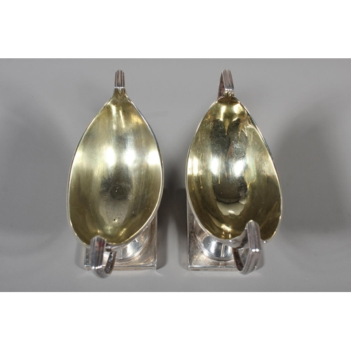 80 - Pair of Georgian silver table salts of boat form by John Emes, London 1800, 240g gross. (2)