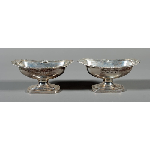 81 - Pair of antique Georgian silver table salts with scallop shell and gadrooned borders, by&nbsp;Robert... 