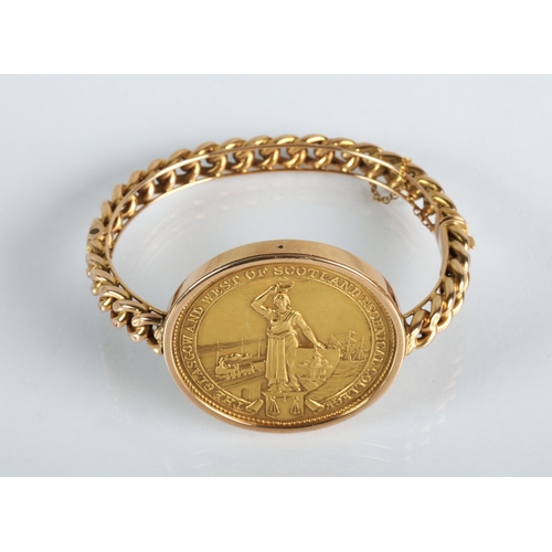 95 - 15ct gold bracelet with mounted rare Glasgow and West of Scotland Technical College gold medal inscr... 