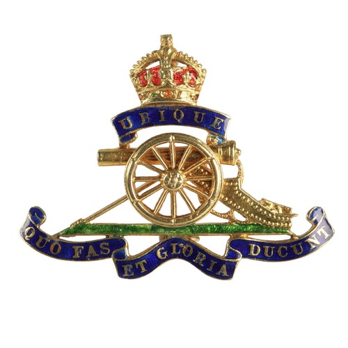 18ct gold Royal Artillery sweetheart brooch, gross weight 5.2g.