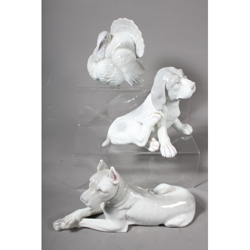 135 - Heubach models of a turkey and a dog and another similar dog model.  (3)