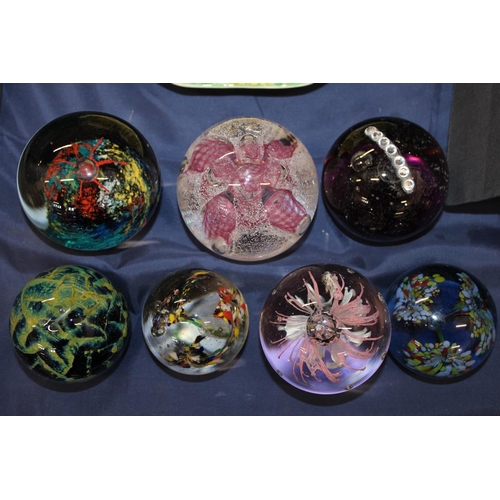 94 - Mdina Glass Sand & Sea style paperweight, a Caithness Glass Congratulations paperweight, a Studi... 