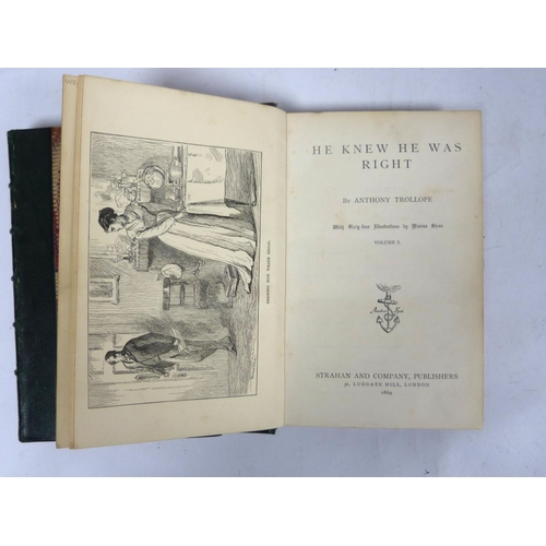 6 - TROLLOPE ANTHONY.&nbsp;&nbsp;He Knew He Was Right. 2 vols. Plates by Marcus Stone. Half green morocc... 