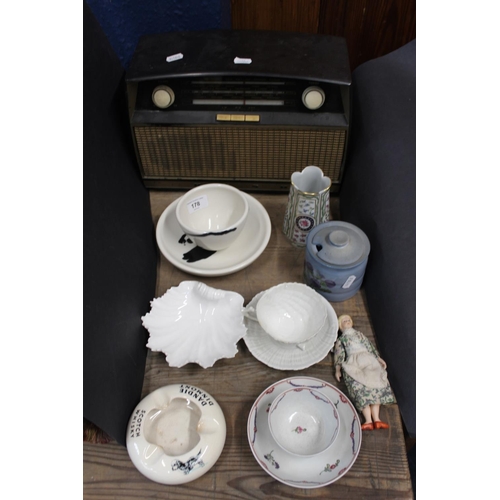 178 - 19th century tea bowl and dish, a Royal Worcester acanthus bowl, an ashtray, dishes and a Bush vinta... 