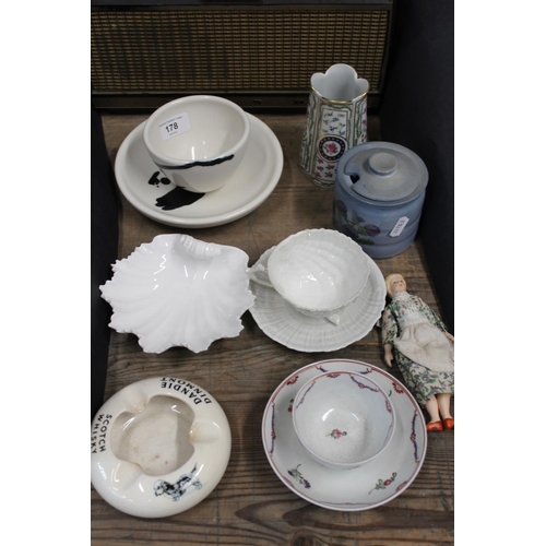 178 - 19th century tea bowl and dish, a Royal Worcester acanthus bowl, an ashtray, dishes and a Bush vinta... 