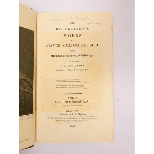 62 - GOLDSMITH OLIVER.&nbsp;&nbsp;The Miscellaneous Works With Memoirs of His Life & Writings. 4 vols... 