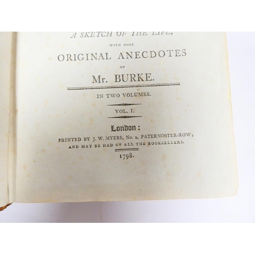 73 - BURKE EDMUND.&nbsp;&nbsp;The Beauties of the Late Right Hon. Edmund Burke ... to Which is Prefixed A... 