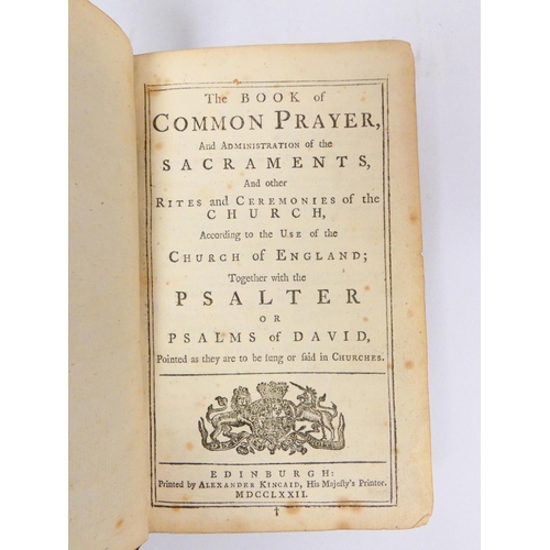 99 - The Book of Common Prayer.&nbsp;18th century red morocco, much foxing & spotting. Edinburgh, 177... 