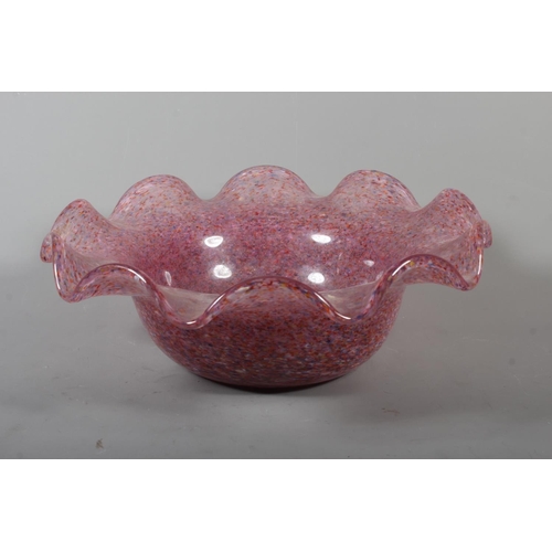 257 - Strathearn Glass bowl, of circular scalloped form, marks to base.