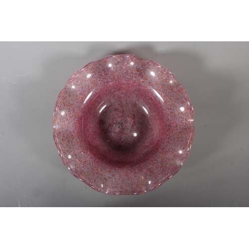 257 - Strathearn Glass bowl, of circular scalloped form, marks to base.