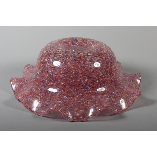 257 - Strathearn Glass bowl, of circular scalloped form, marks to base.