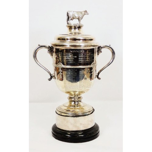 104 - Silver cup and cover, The Melvin Trophy presented by Sir Martin Melvin Bart., of early Georgian styl... 