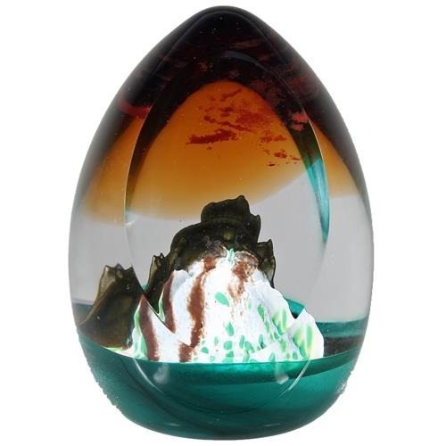 Glass Edinburgh Castle winter sunrise paperweight.