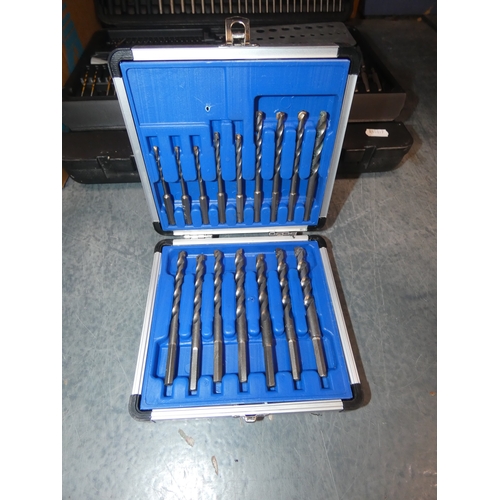 103 - Case containing fitted drill bits by Performance Power, more drill bits, and box containing vintage ... 
