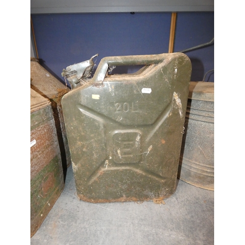 106 - Group of vintage oil cans and ash bin.